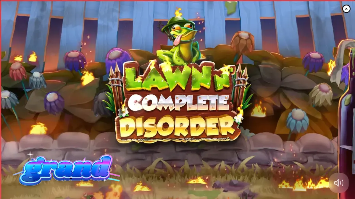 Lawn N’ Complete Disorder স্লটের আগুনের থিমযুক্ত গেমপ্লে ইন্টারফেস